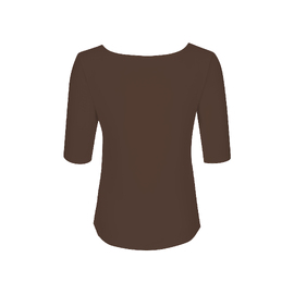 Bamboo Boat Neck Mid Sleeve Tee - Cocoa