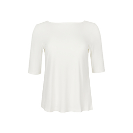 Bamboo Boat Neck Mid Sleeve Tee - Pink Clay