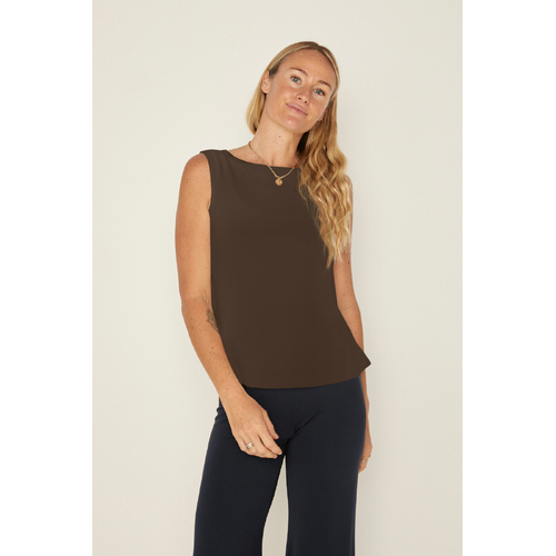 Bamboo Boat Neck Singlet - Cocoa