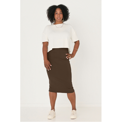 Bamboo Midi Tube Skirt - Cocoa
