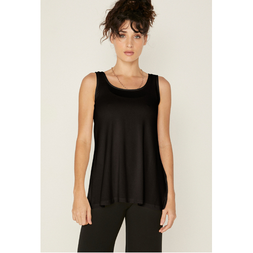 Bamboo A-Line Singlet - Black