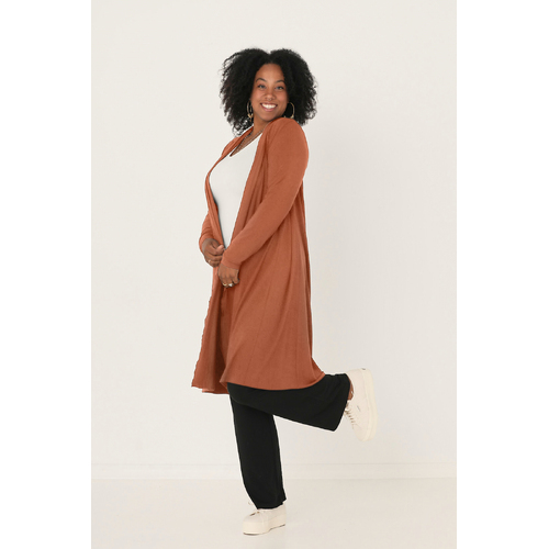 Bamboo Long Cardigan - Rust