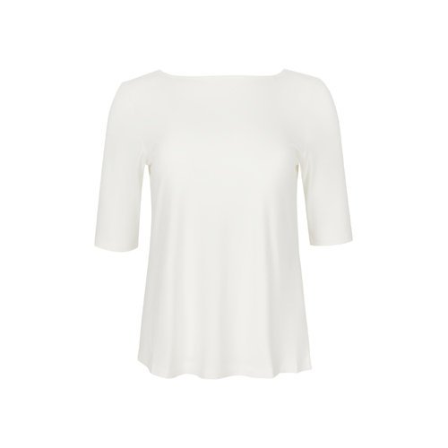 Bamboo Boat Neck Mid Sleeve Tee - Cream