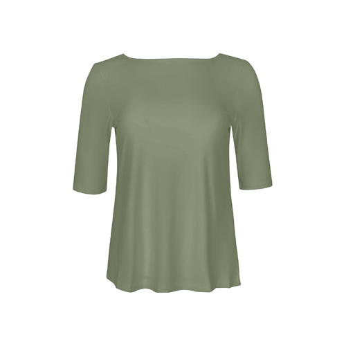 Bamboo Boat Neck Mid Sleeve Tee - Eucalyptus
