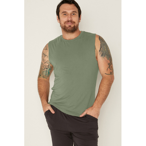 Bamboo Men's Tank Singlet - Eucalyptus