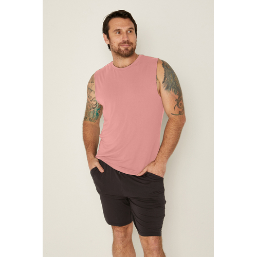 Bamboo Men's Tank Singlet - Pink Clay