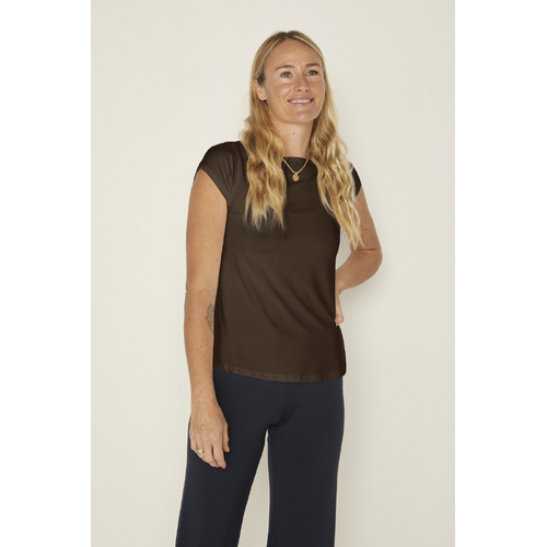 Bamboo Boat Neck T Shirt - Cocoa