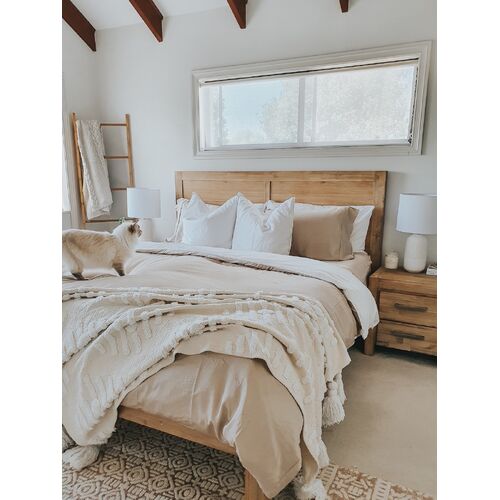 Bamboo Duvet Cover - White /Macadamia - Queen